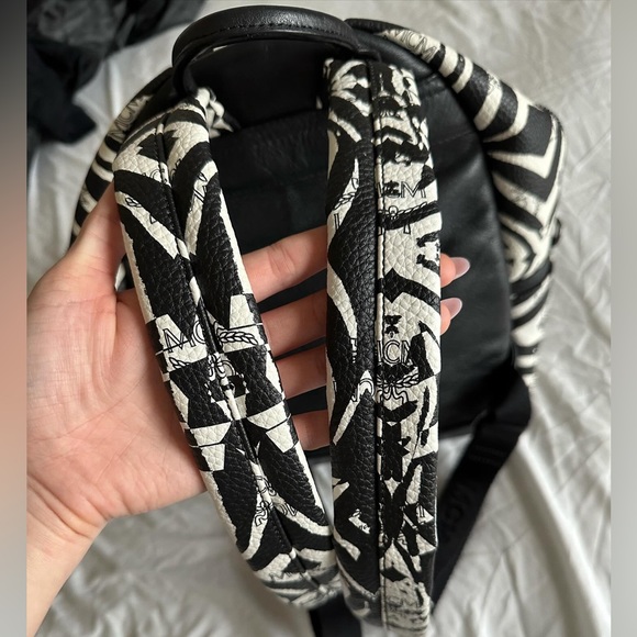 MCM Leather Visetos Studded Zebra Print Backpack - Picture 11 of 16